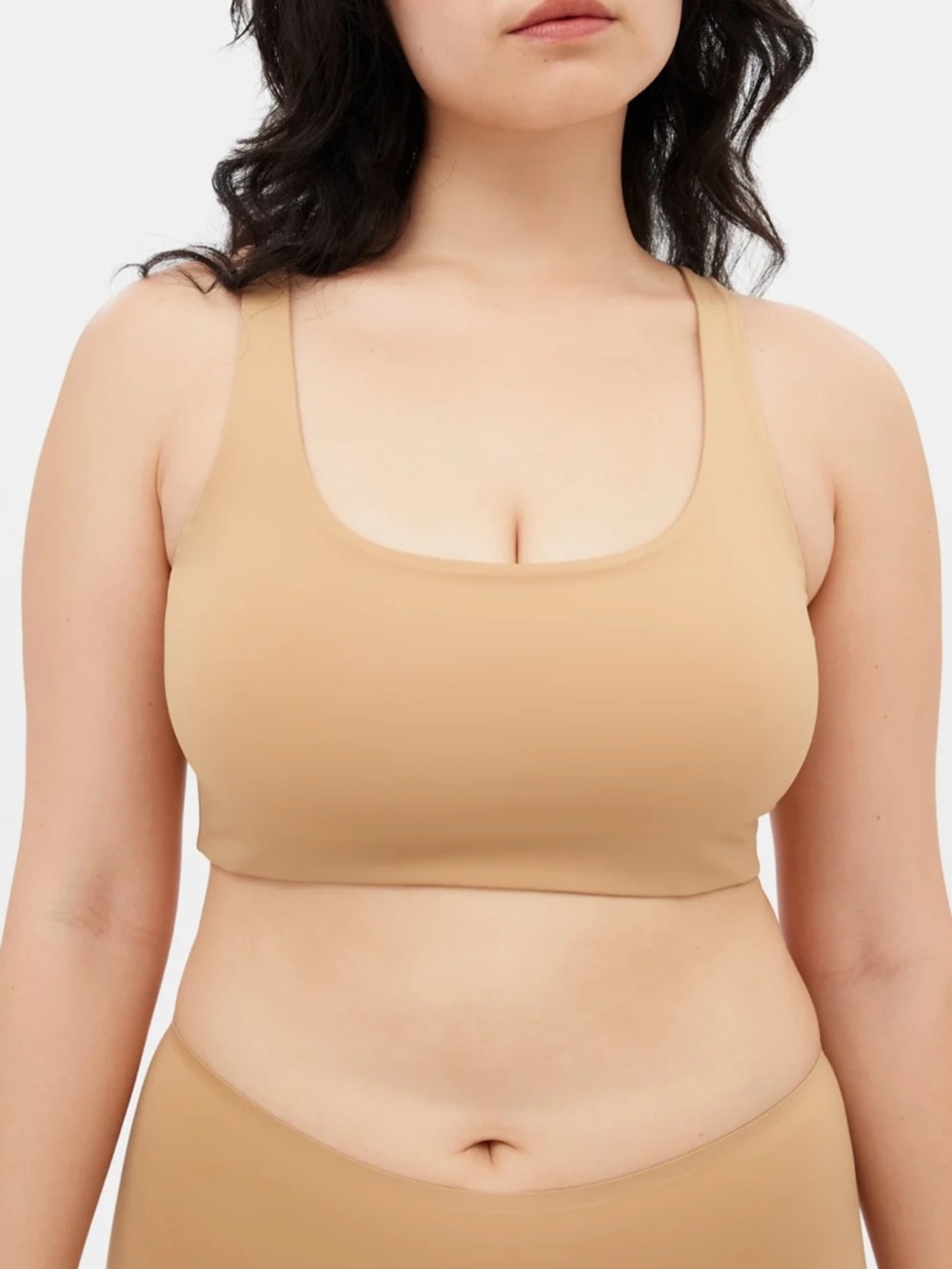 Girlfriend collective suede tan nude scoop unpadded bralette crop top size XL